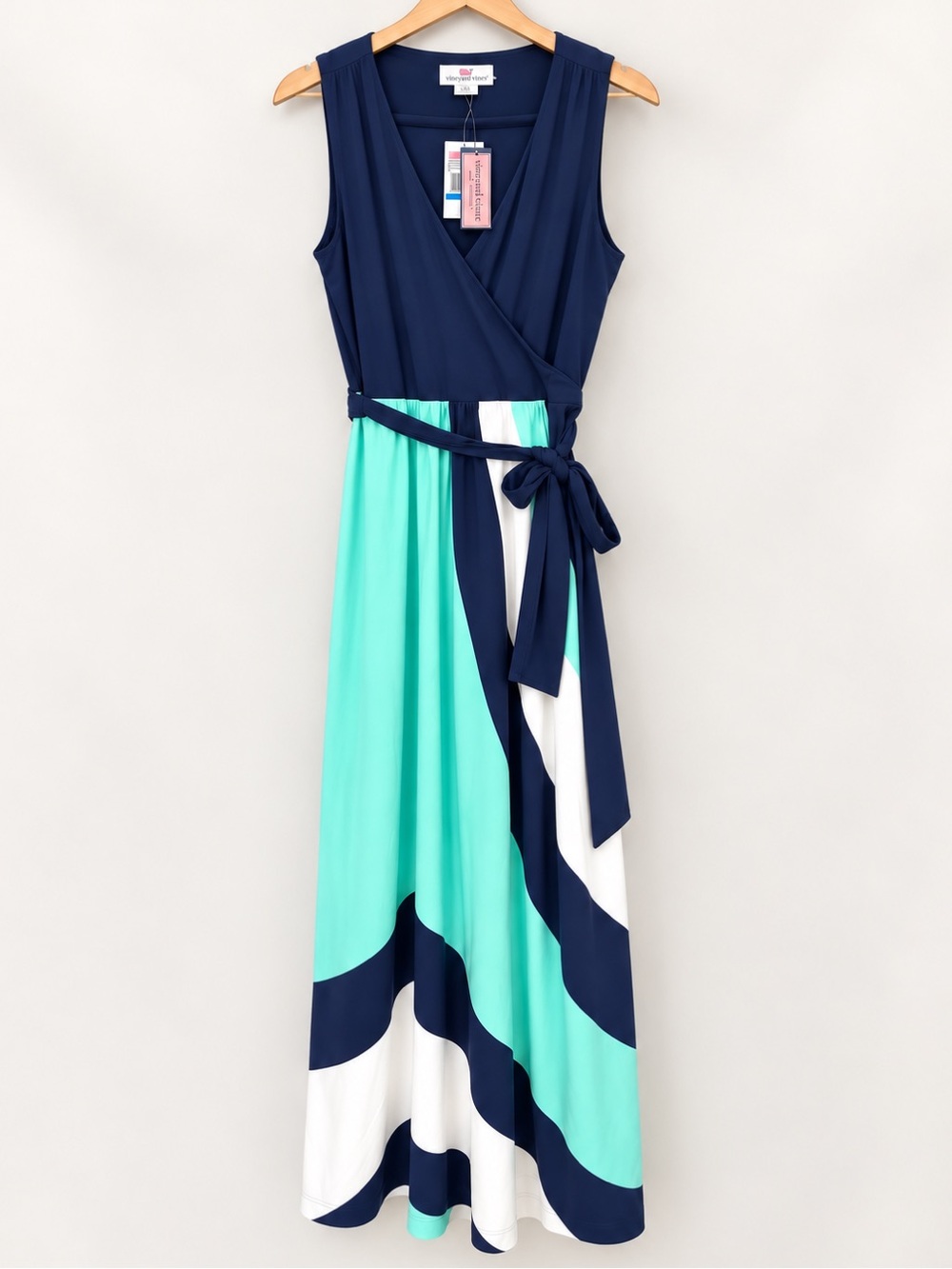 NWT Vineyard Vines Spinnaker Maxi Dress Navy Aqua White Size XL
